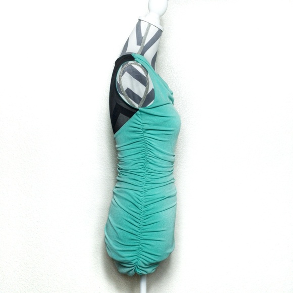 Turquoise Rushed Mini Dress - Picture 3 of 3